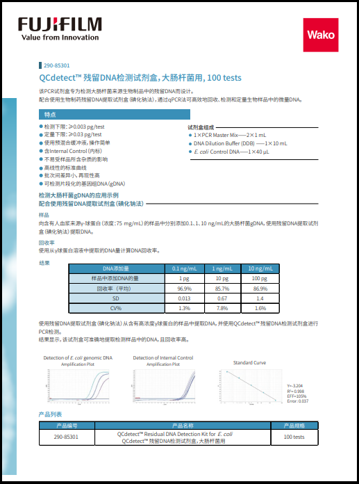 QCdetect™ 残留DNA检测试剂盒，大肠杆菌用 QCdetect™ Residual DNA Detection Kit for E. coli
